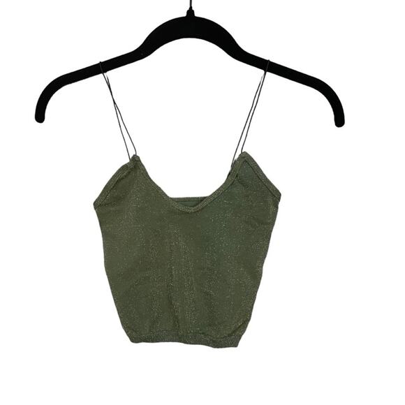 Intimately Free People Skinny Strap Seamless Sparkle Brami in Olive Green XS/S - Picture 1 of 8